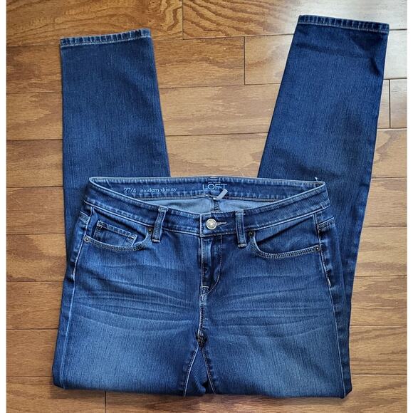 Loft Womens Modern Skinny Jeans Size 27/4 Blue Dark Wash Stretch - Picture 9 of 12